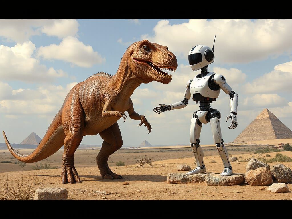 Ancient Dinosaur Meets Android Robot in Digital Art