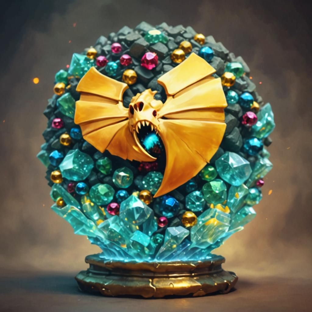 Golden Skeleton Dragon Roaring on Treasure Pile