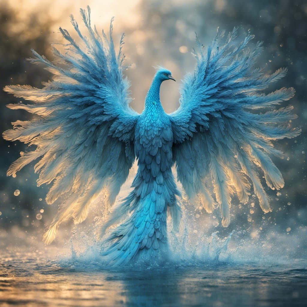Majestic Water Phoenix with Wings of Water