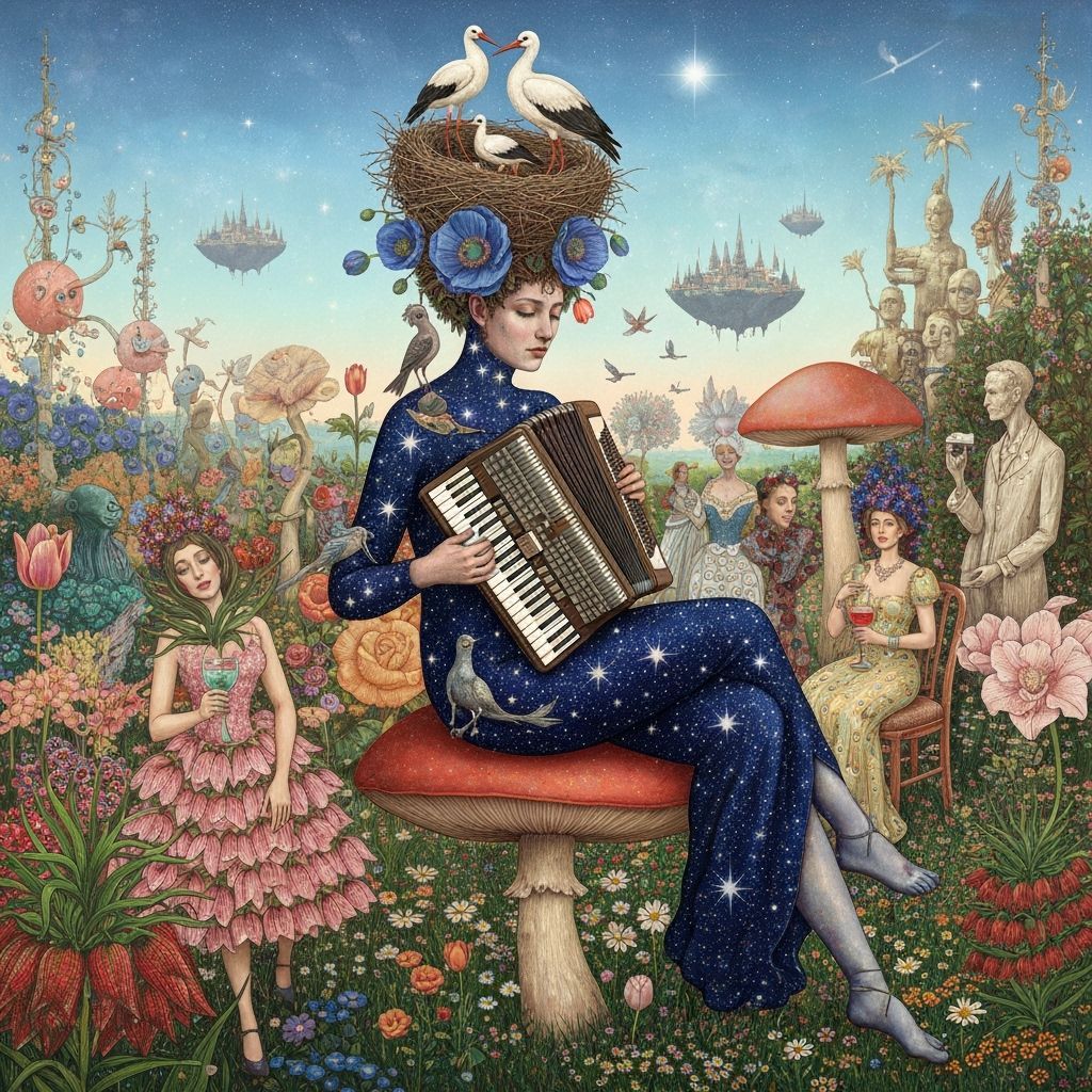 Surreal Woman Embodies Nature and Cosmic Energy