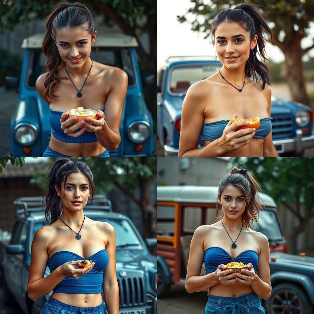 Woman with Ponytail in Blue, Cinematic Portrait