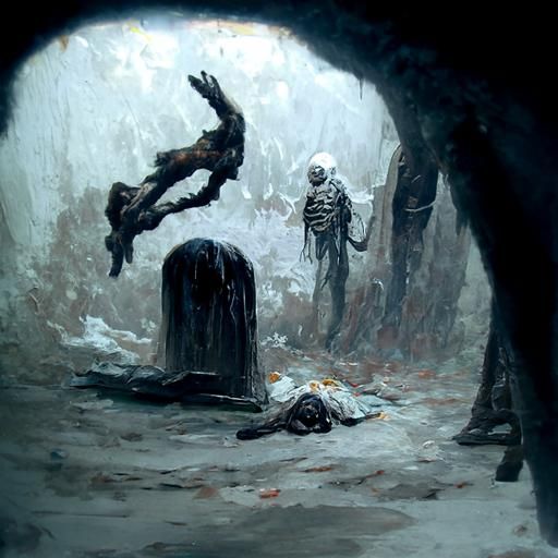 Horrific Corpse in Dark, Detailed Art Style
