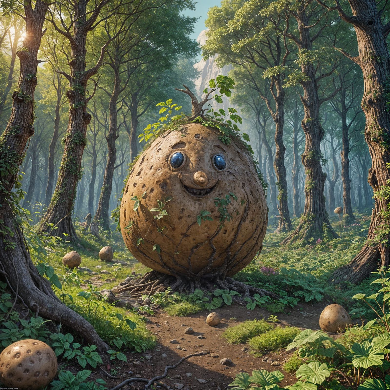 Dancing Potato: Detailed Matte Painting in Deep Color