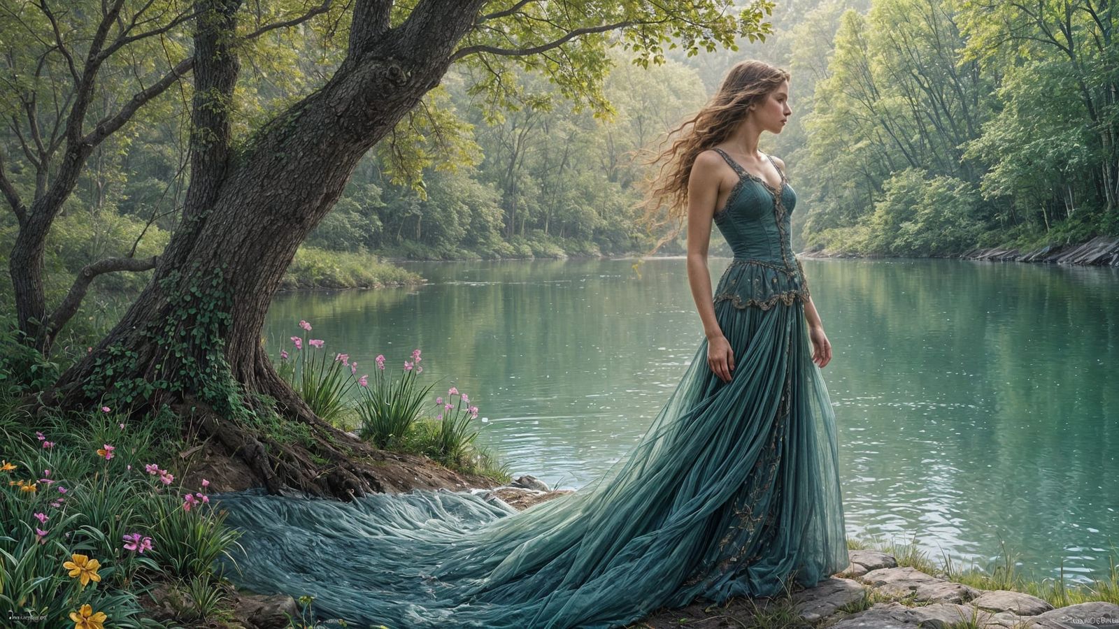 Irish Mythology Oil Painting in Gaston Bussière Style