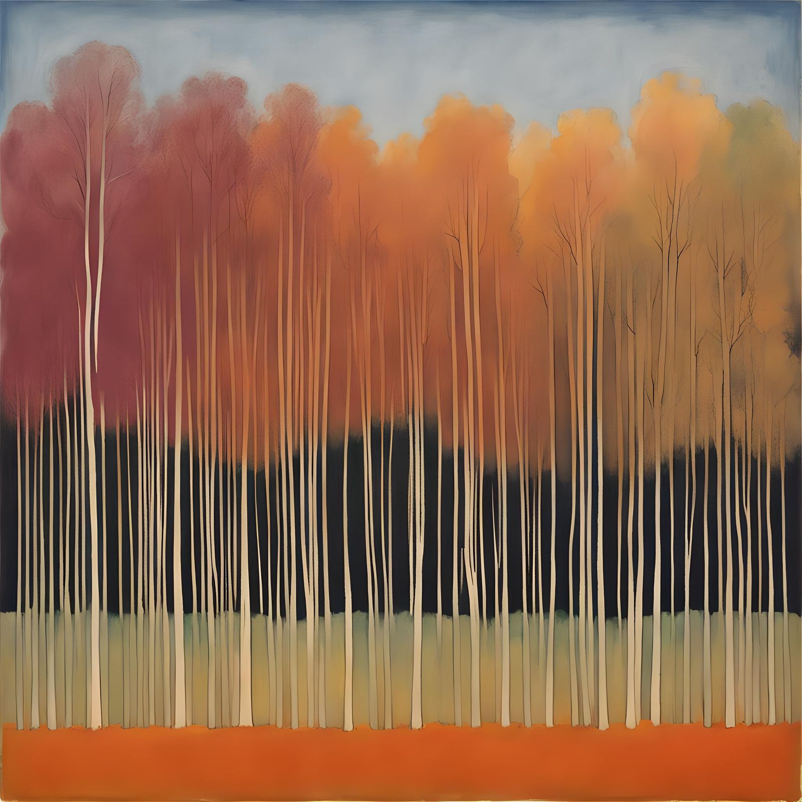 Abstract Treeline Color Field in Washed Colors