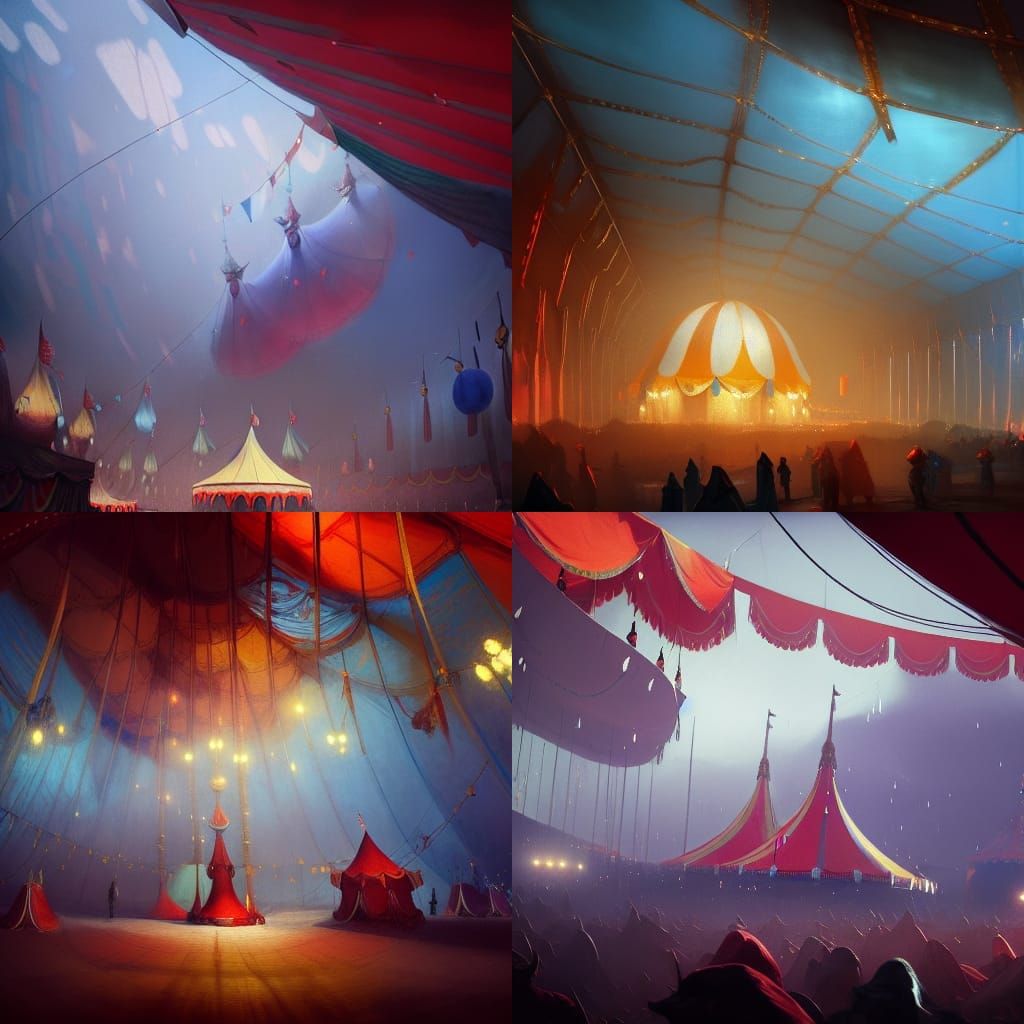 Surreal Circus Tent in Split-Complementary Colors