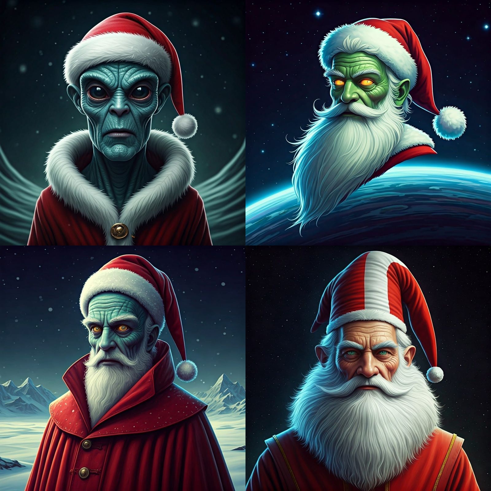 Extraterrestrial Santa with Green Goatee