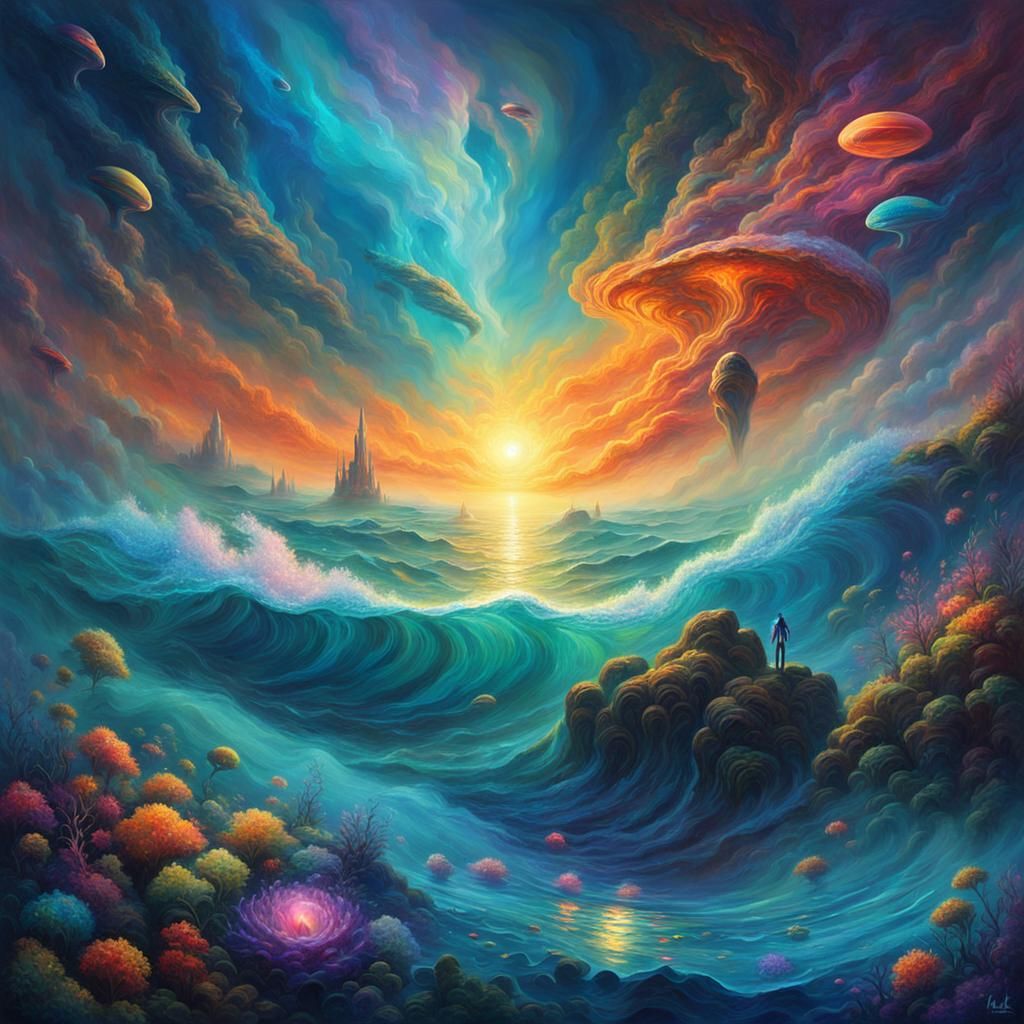 Otherworldly Sea Alien in Sci-Fi Dreamscape