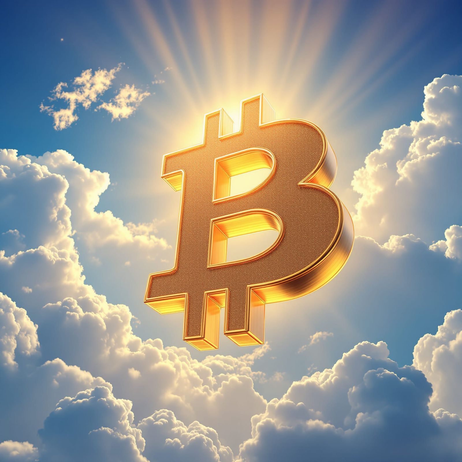 Giant Bitcoin Sun in Teletubbies Sky