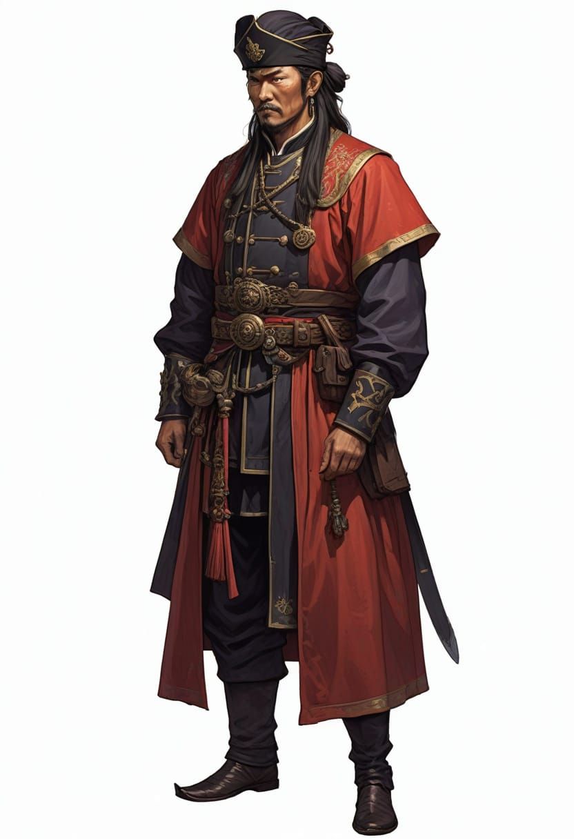 Heroic Chinese Captain in Naval Attire