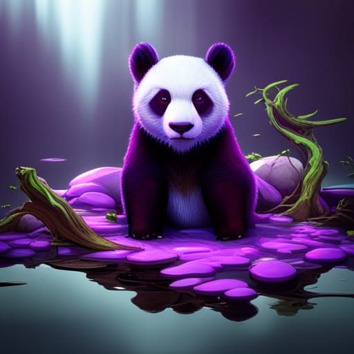 Fantastical Purple Panda in Detailed Matte Painting