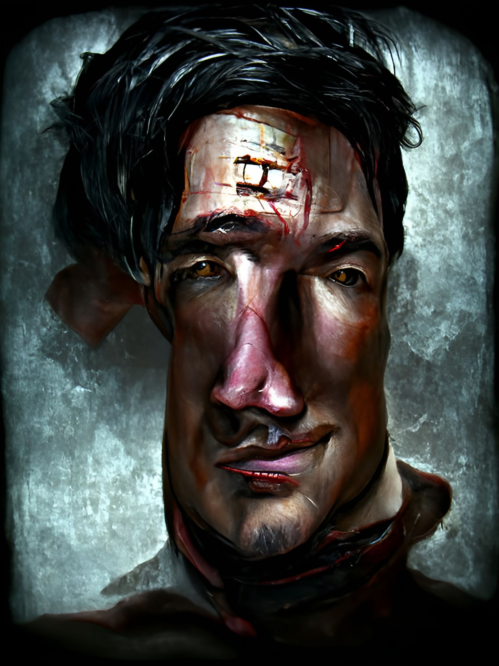 Bandaged Man in Library Armchair, Fantasy Portrait