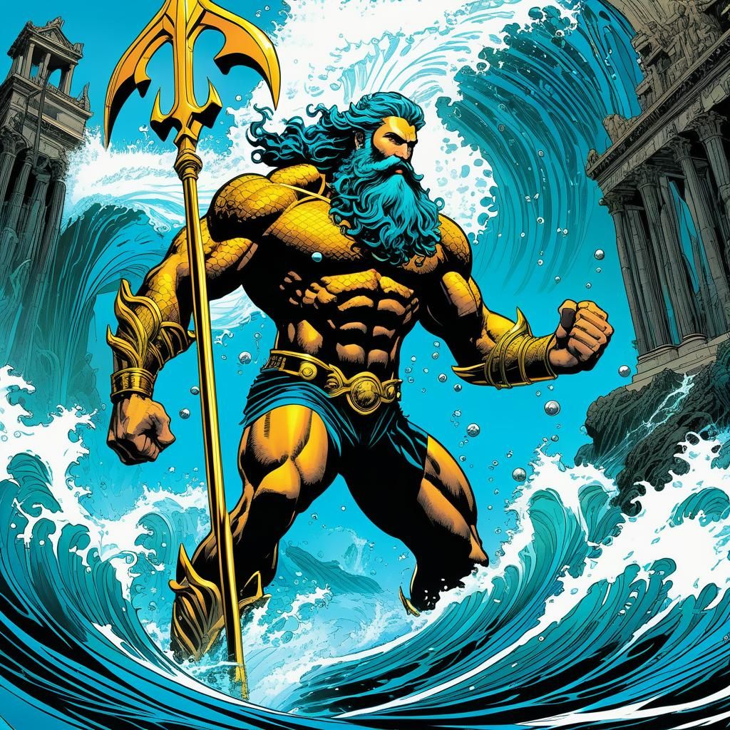 Poseidon as Marvel-Style Comic Book Hero