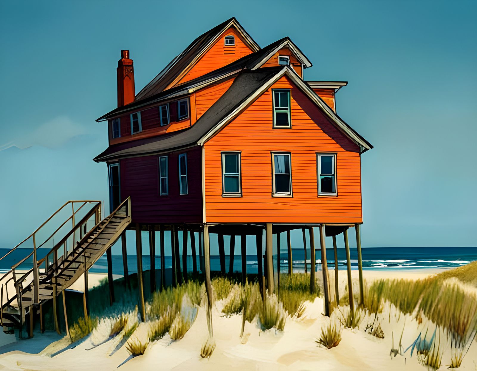 Outer Banks Houses in American Realist Style