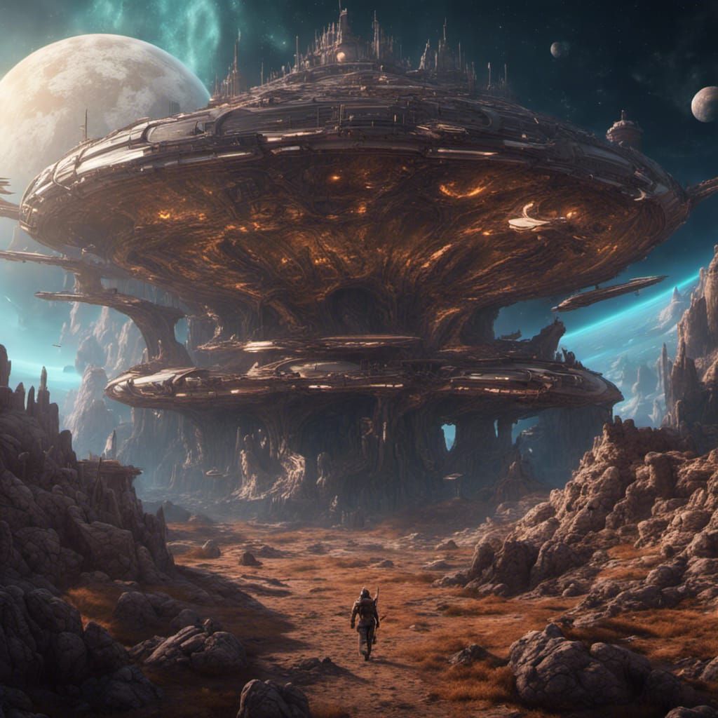 Space Ark Travelers Watch Dying World in Fantasy Art