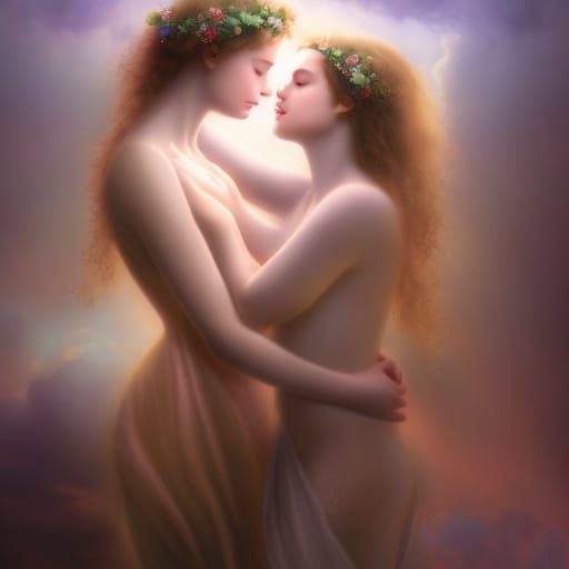 Aphrodite and Persephone: Lovers in a Rose Garden