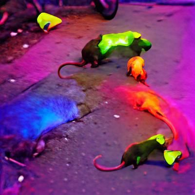 Neon Rats in Glowing Weirdcore Lighting