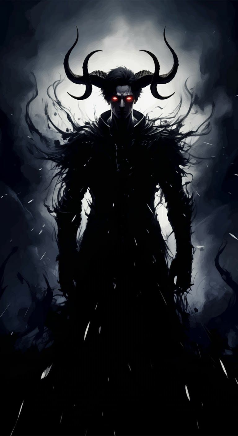 Menacing Horned Figure in Dark Fantasy Style