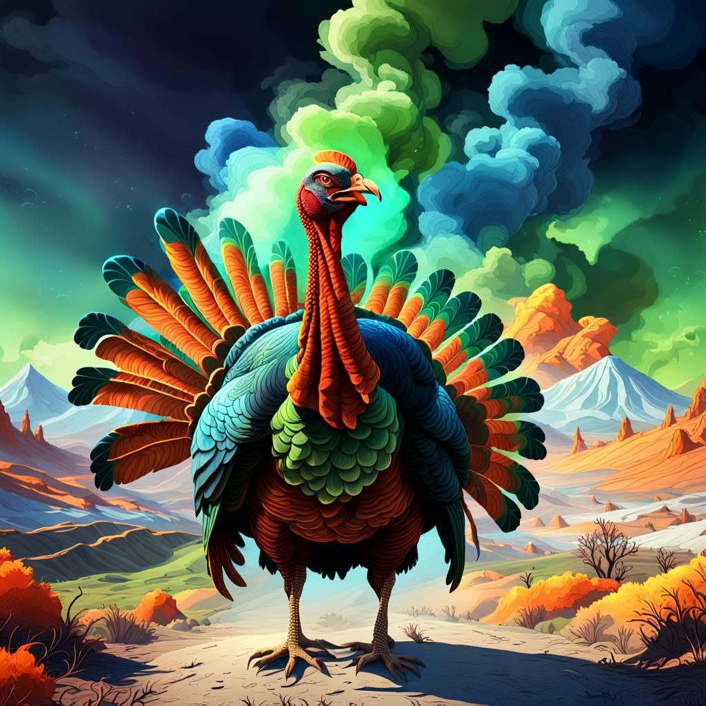 Majestic Turkey Radiates Glory in Desolate Landscape