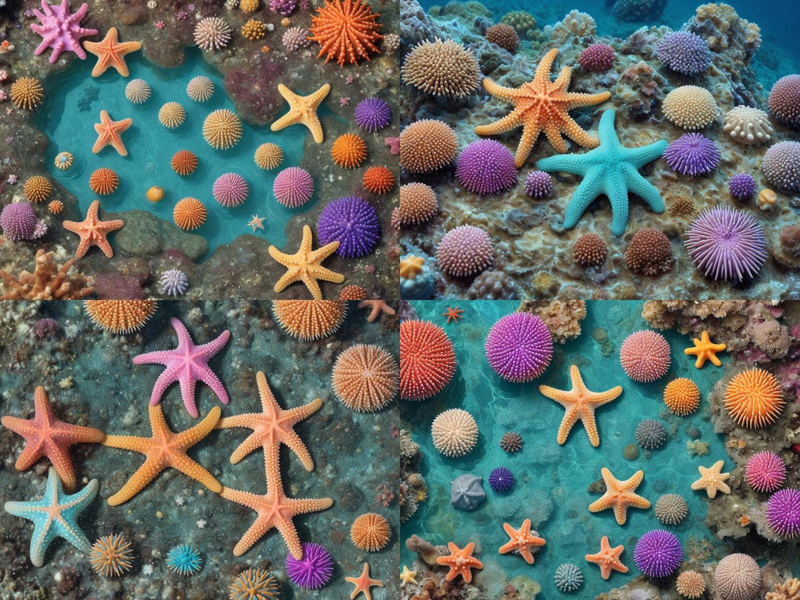 Colorful Aquatic Scene: Starfish and Urchin