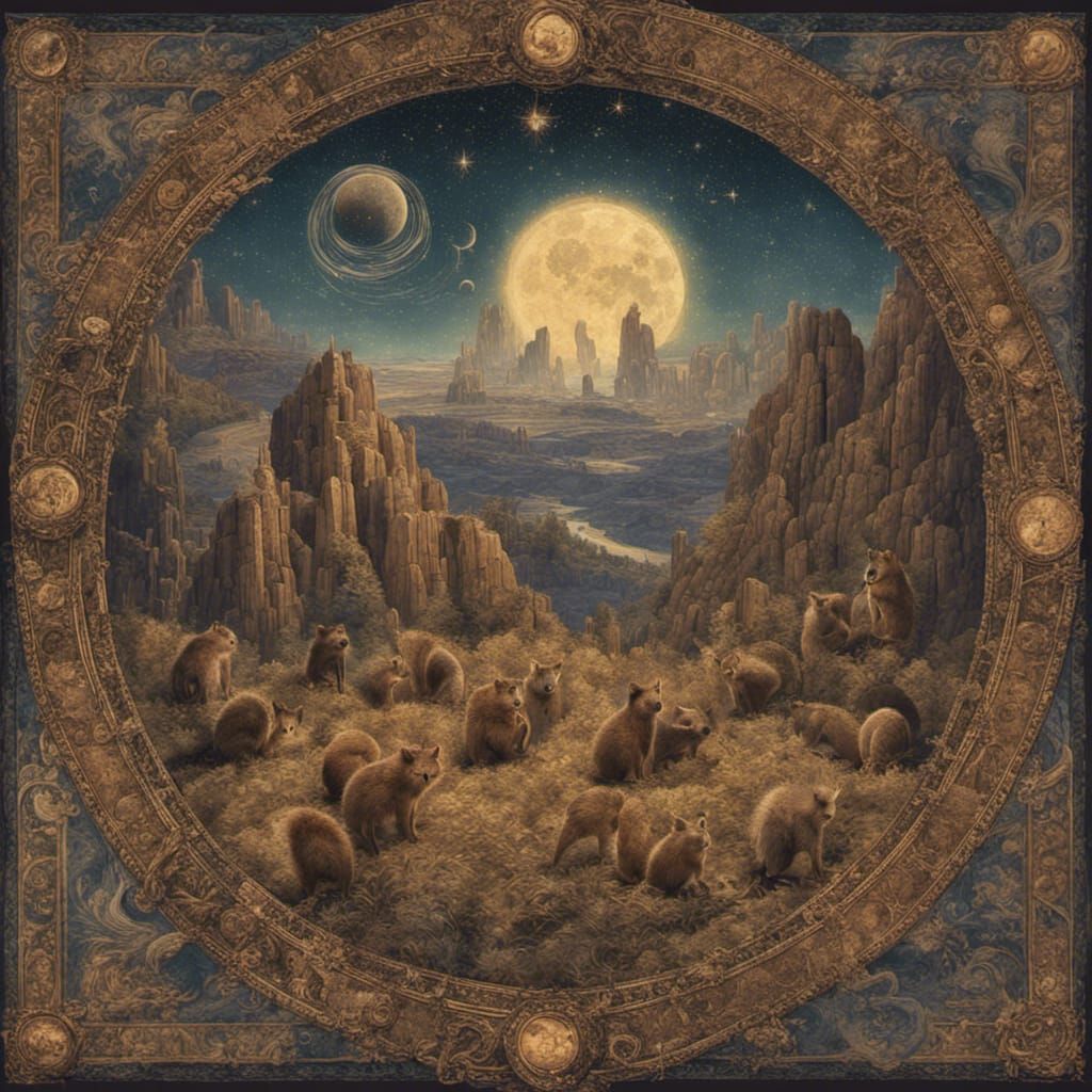 Quokkas Tapestry Alien Invasion in Digital Matte Painting