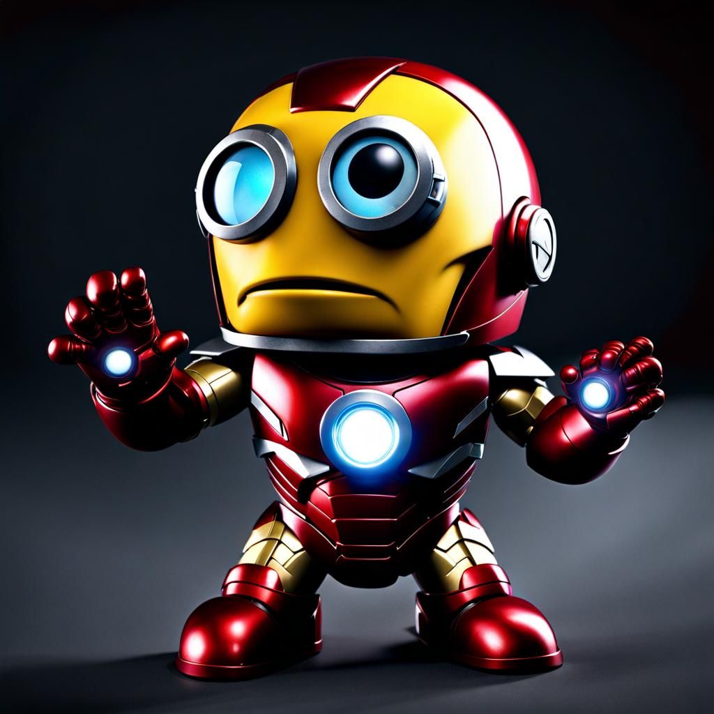 Minion Iron Man Character Fusion in Claymation Style