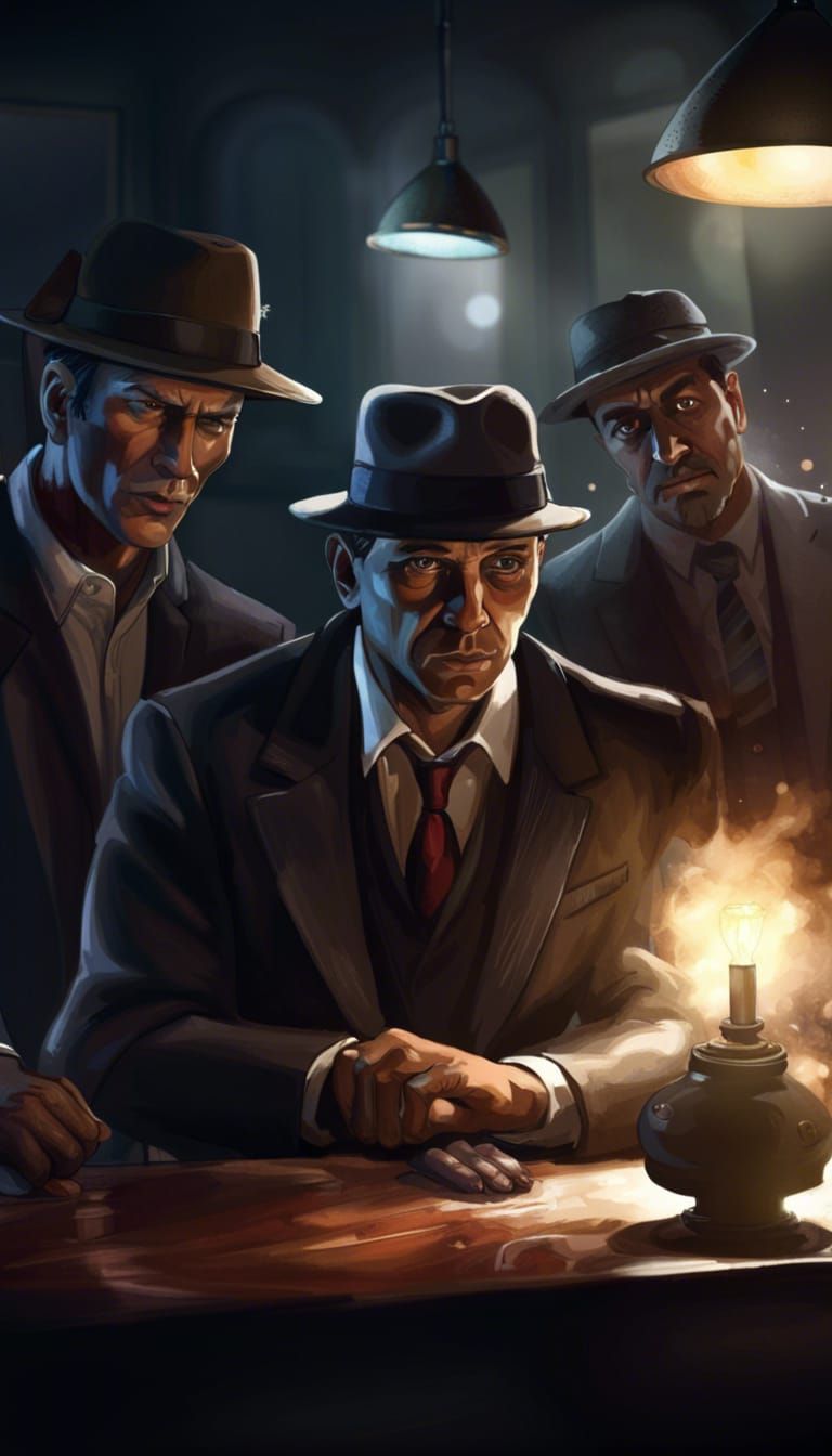 Mafia Bandits Gather in Smoky Room: Hyperrealistic Graffiti ...