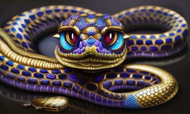 Anthropomorphic Cobra Chibi in Jewel-Tone Colors