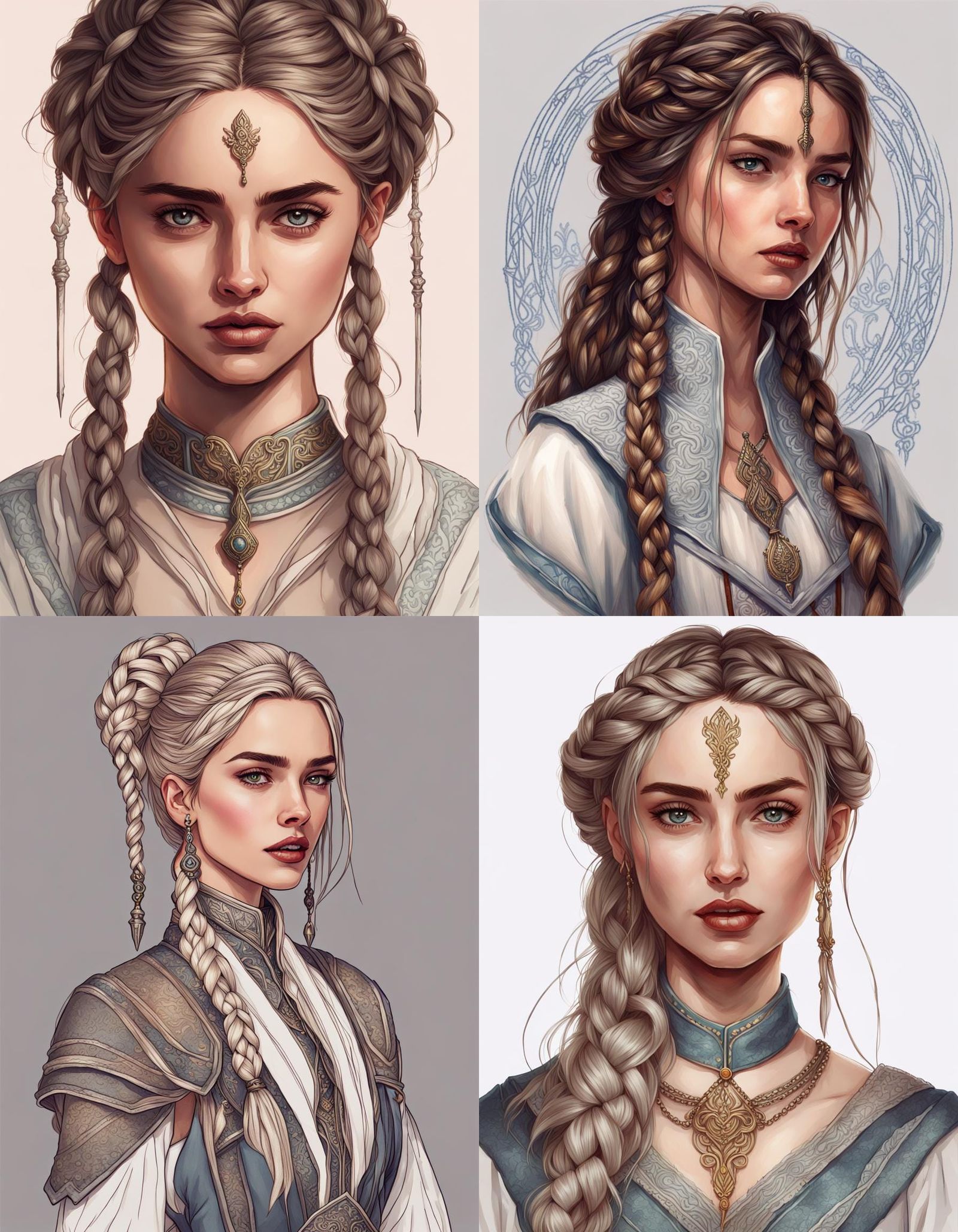 Fantasy Portrait of a Braided Noblewoman