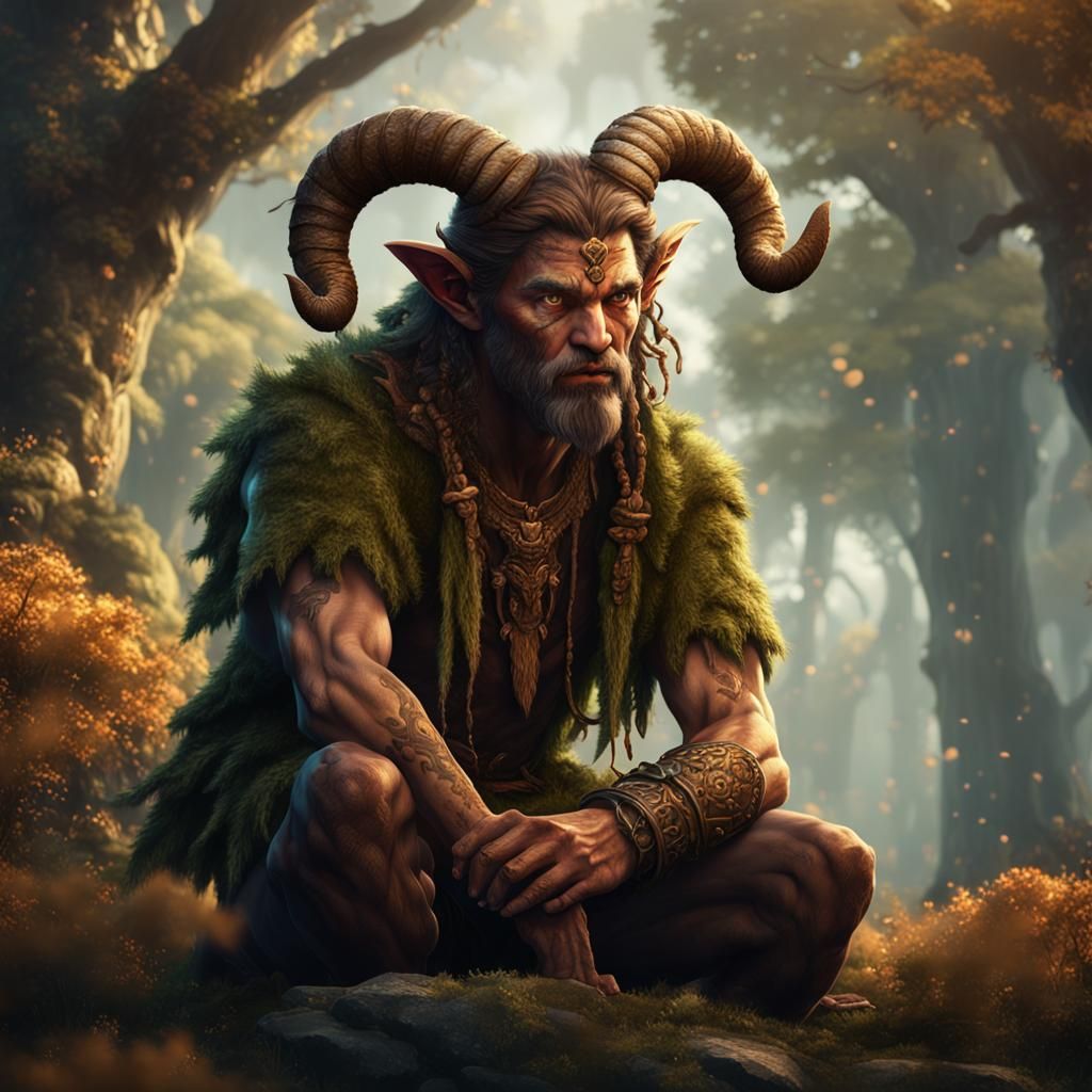 Young Satyr Druid in Detailed Matte Painting
