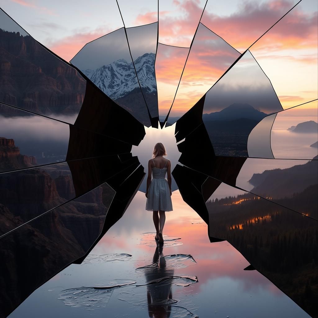 Shattered Reflections: Infinite Landscapes in Broken Mirror