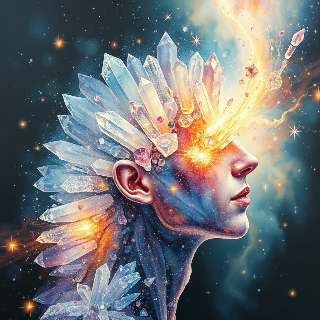 Ethereal Cosmic Being in Gouache Style