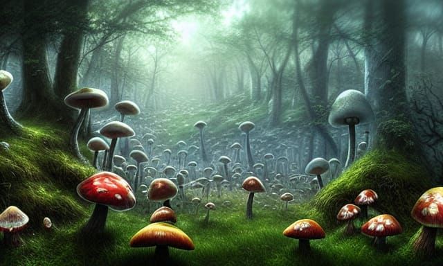 Enchanted Mushroom Fantasy Landscape