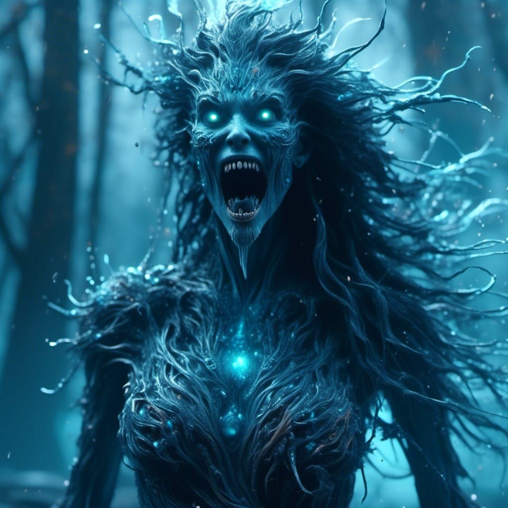 Ethereal Banshee in Bioluminescent Forest