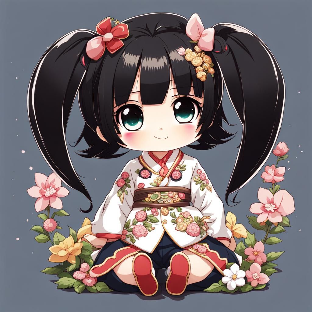Chibi Girl in Anime Key Visual Style