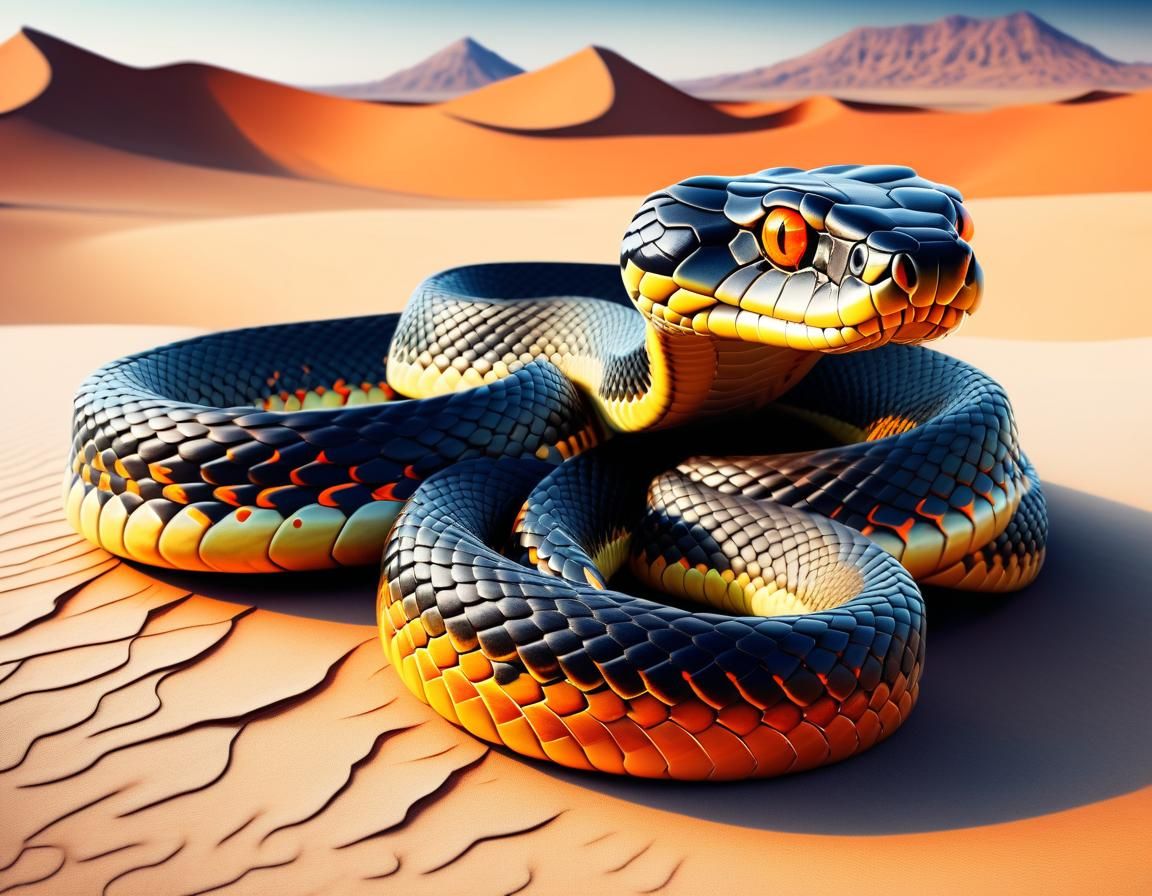 Fantasy Desert Snake with Orange Eyes