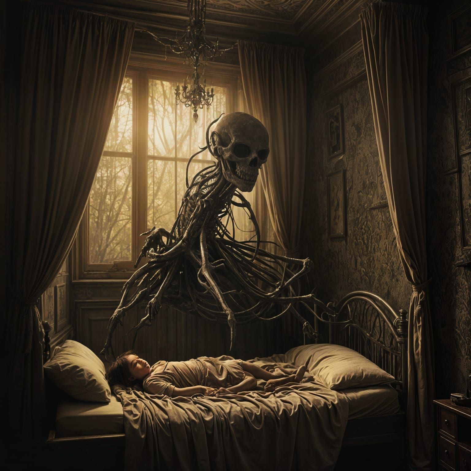 Hyperrealistic Nightmare: Terror Incarnate Watches Over Slum...