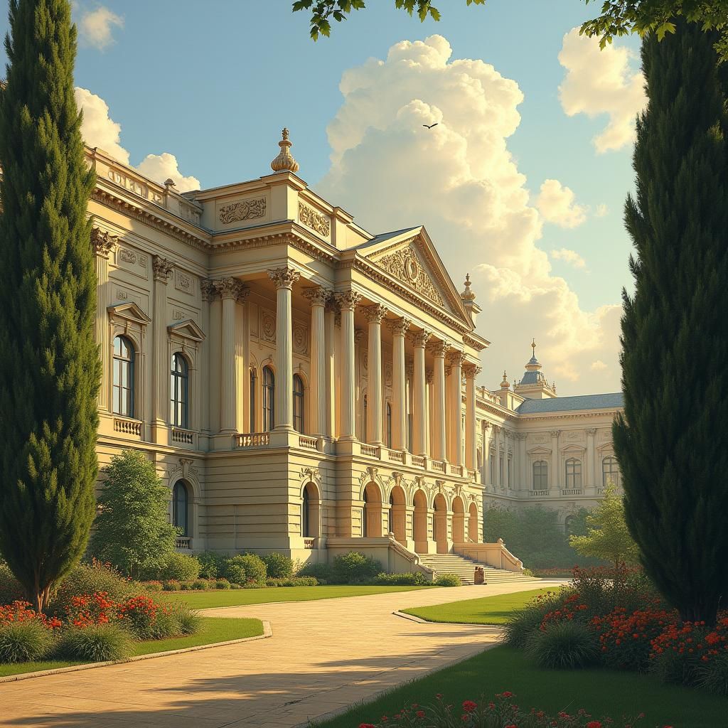 Majestic Beaux-Arts Palace in French Neoclassical Style