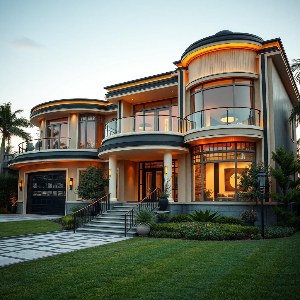 Art Deco Style Luxurious House Exterior