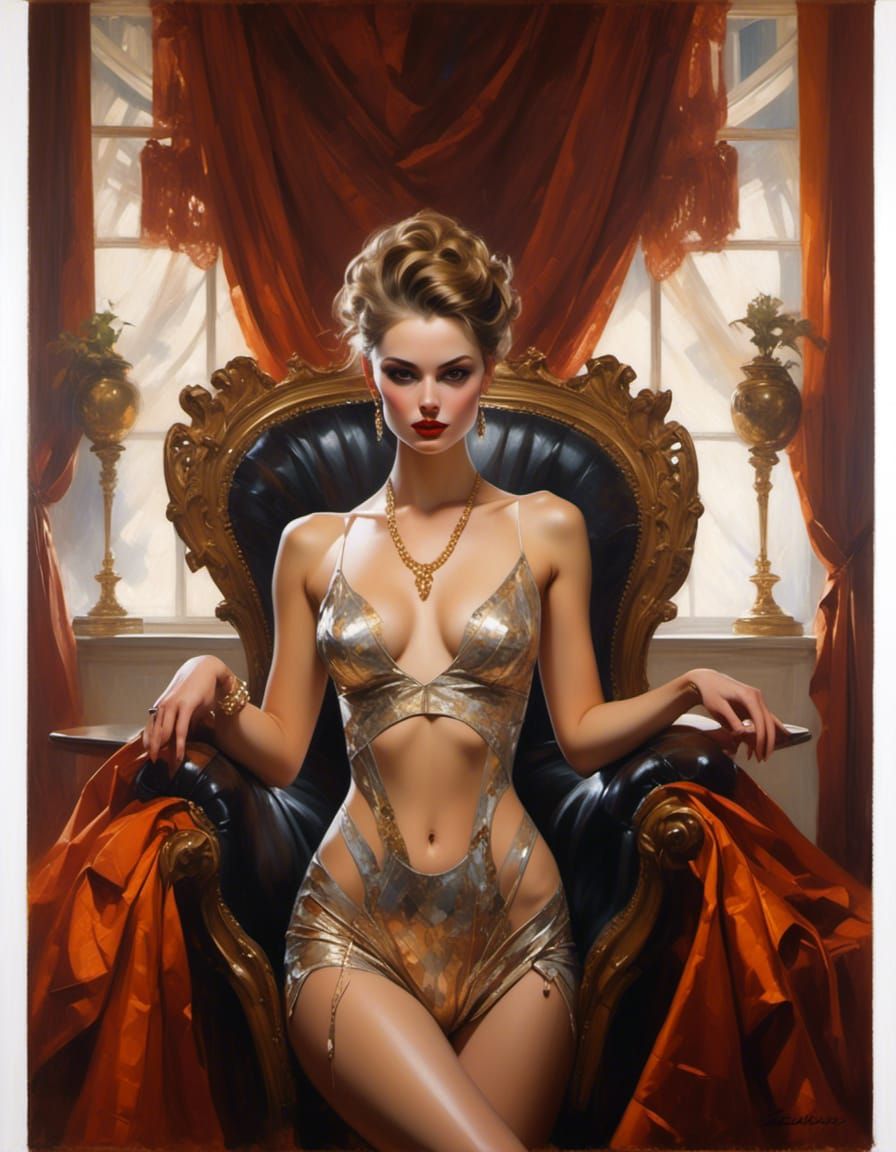 Mystical Woman with Geometric Tattoos and Ethereal Smoke