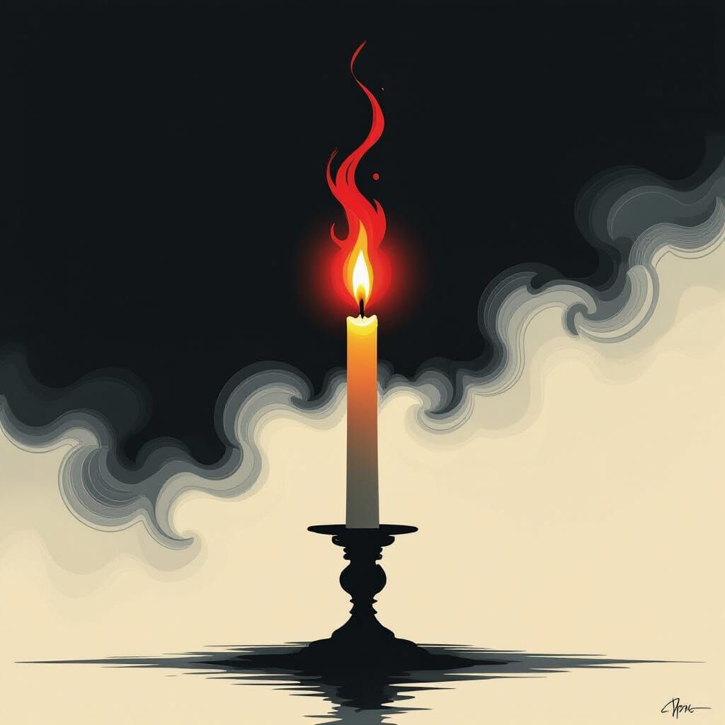 Candle Flame in the Dark: Art Nouveau Style
