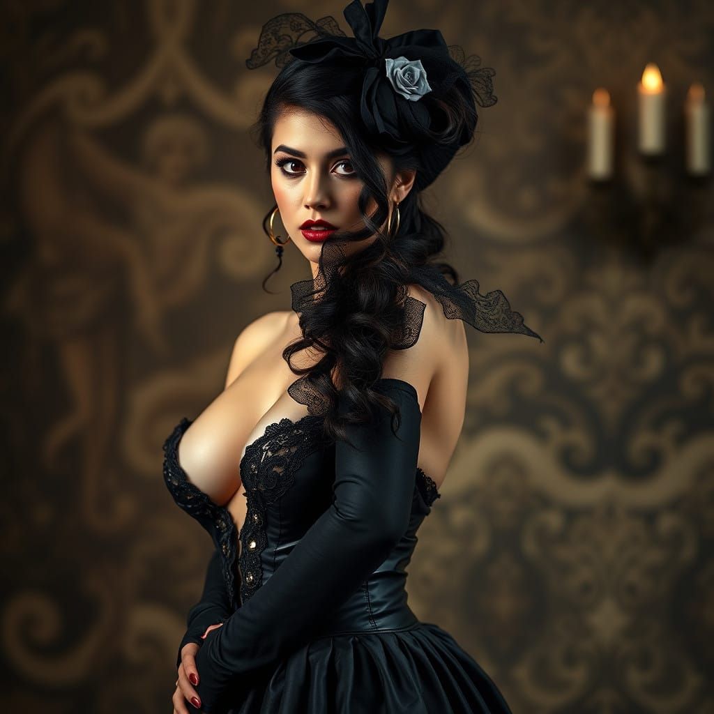 Gothic French Goddess in Lavish Attire