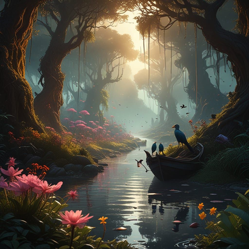 Fantasy Land Birds in Hyper Realistic Style