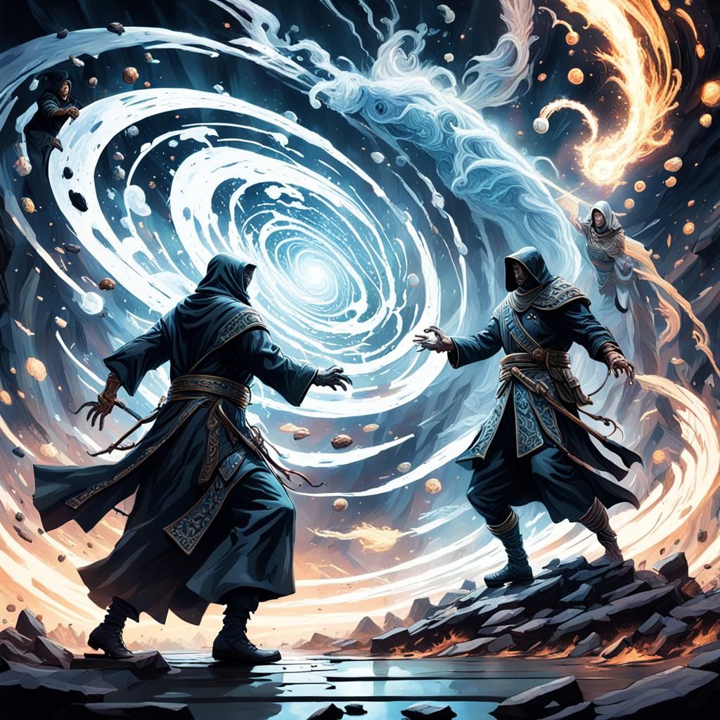 Psychic Battle in Dark Fantasy Style