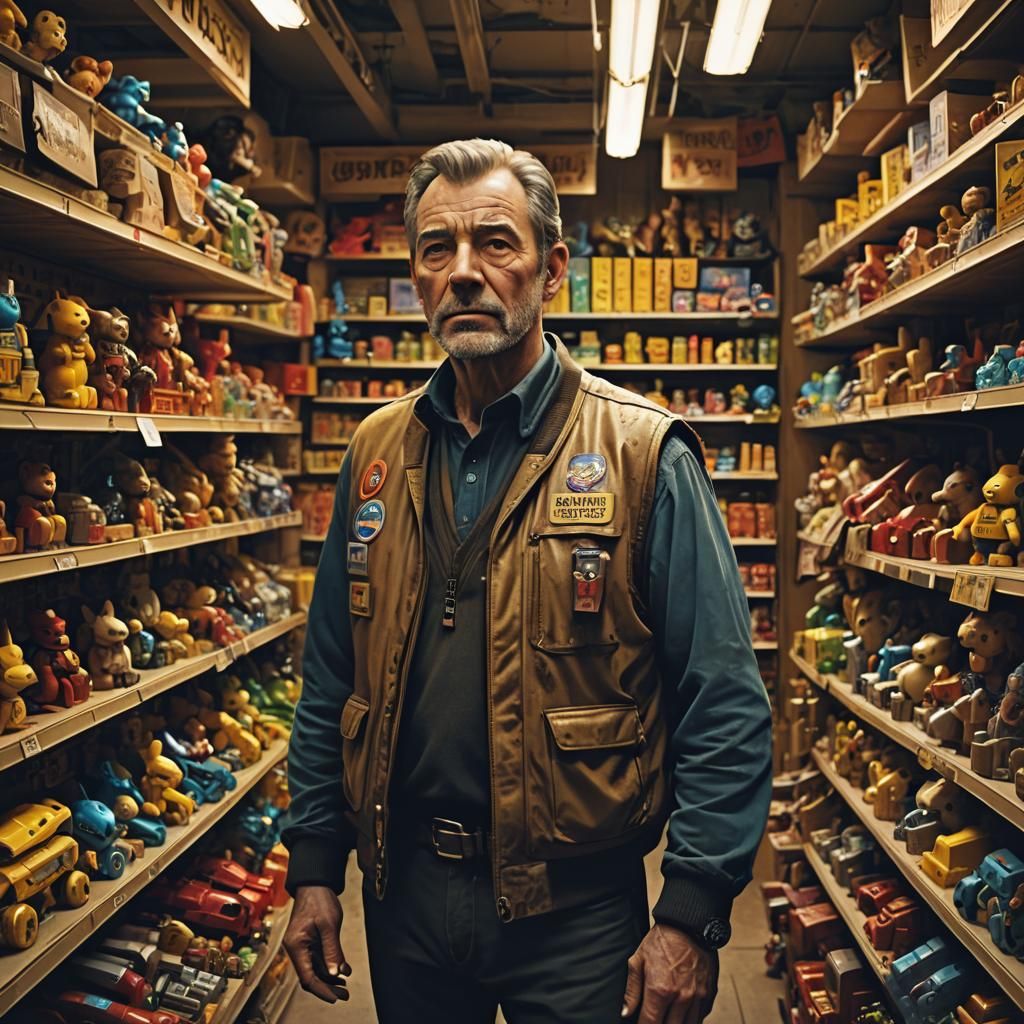 Toy Store Owner Portrait in Detailed Matte Painting