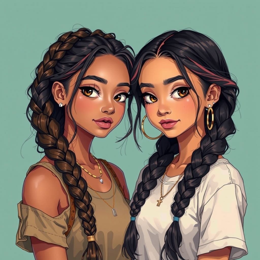 Girl with Braided Sisterlocks in Urban K-Pop Style
