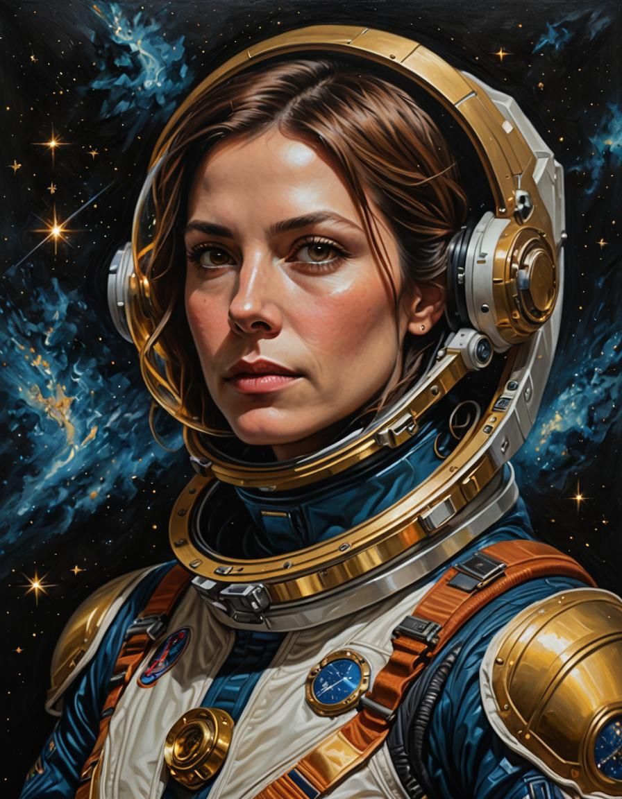 Androgynous Space Explorer in Academicist Style