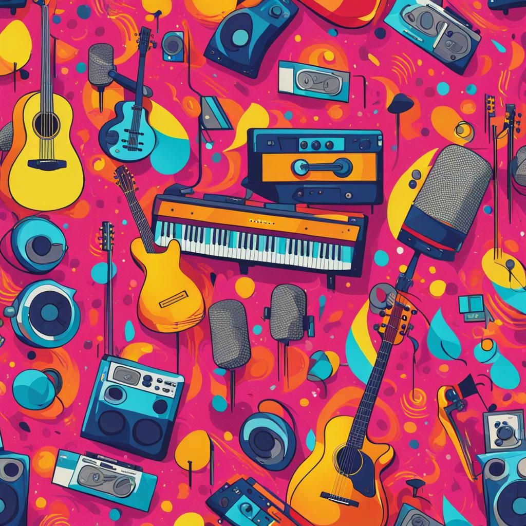 Brightly Colored Music-Inspired Scene