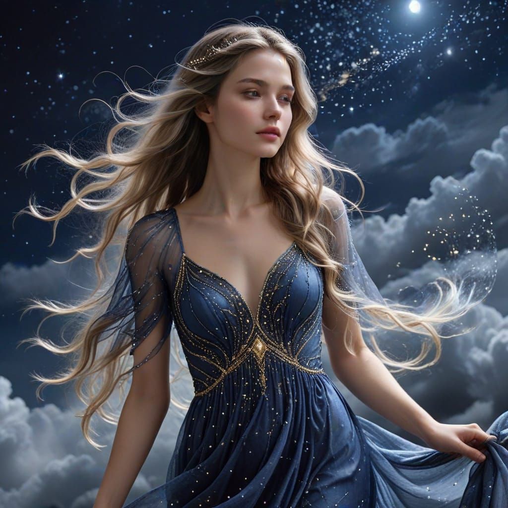 Starlight Woman with Constellation Hair
