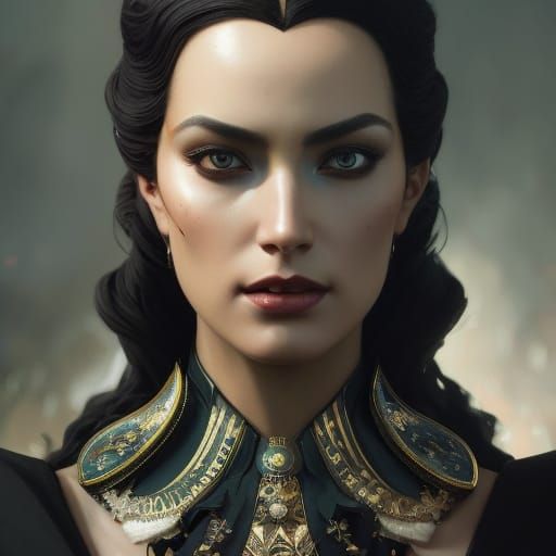 Queen of Spades Portrait in Art Nouveau Style